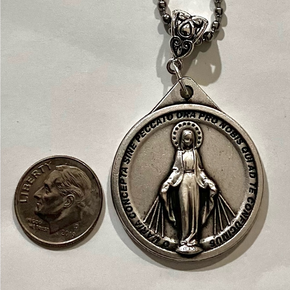 IMMACULATE CONCEPTION/MIRACULOUS MEDAL NECKLACE made in Italy - Picture 8 of 10